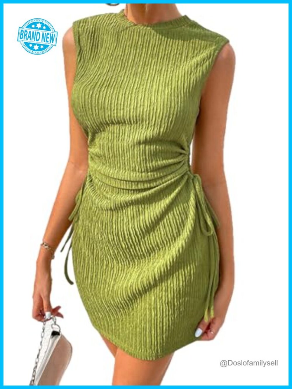 Women's Summer Beach Vacation Mini Dress Cut Out Ruched Sleeveless Bodycon